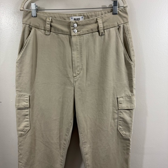 Paige Dion Flare Leg Utility Cargo Jeans in Vintage Warm Sand Size 32 X 30 READ - Picture 4 of 15